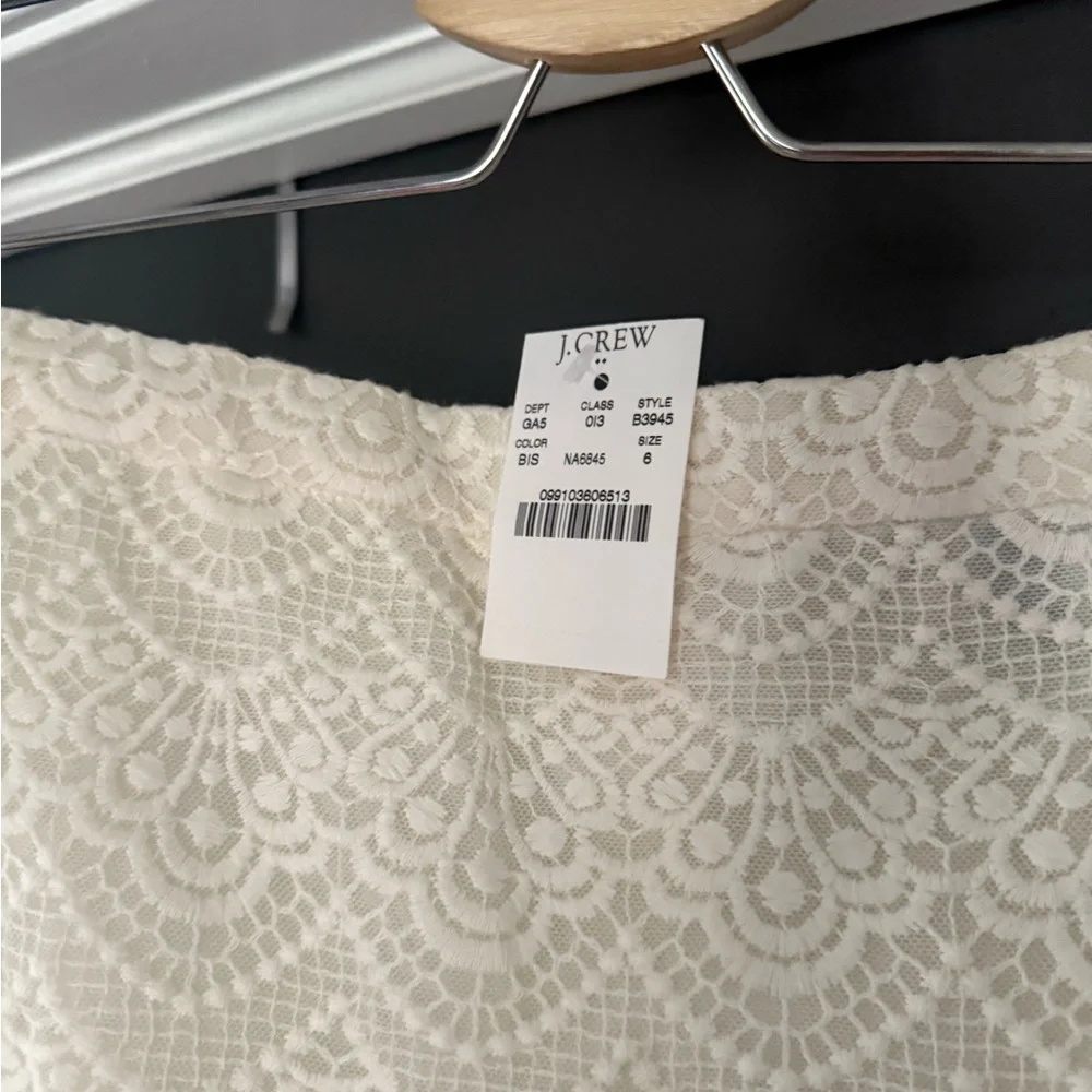 NWT J. Crew White and Black Lace Color Block Pencil Skirt